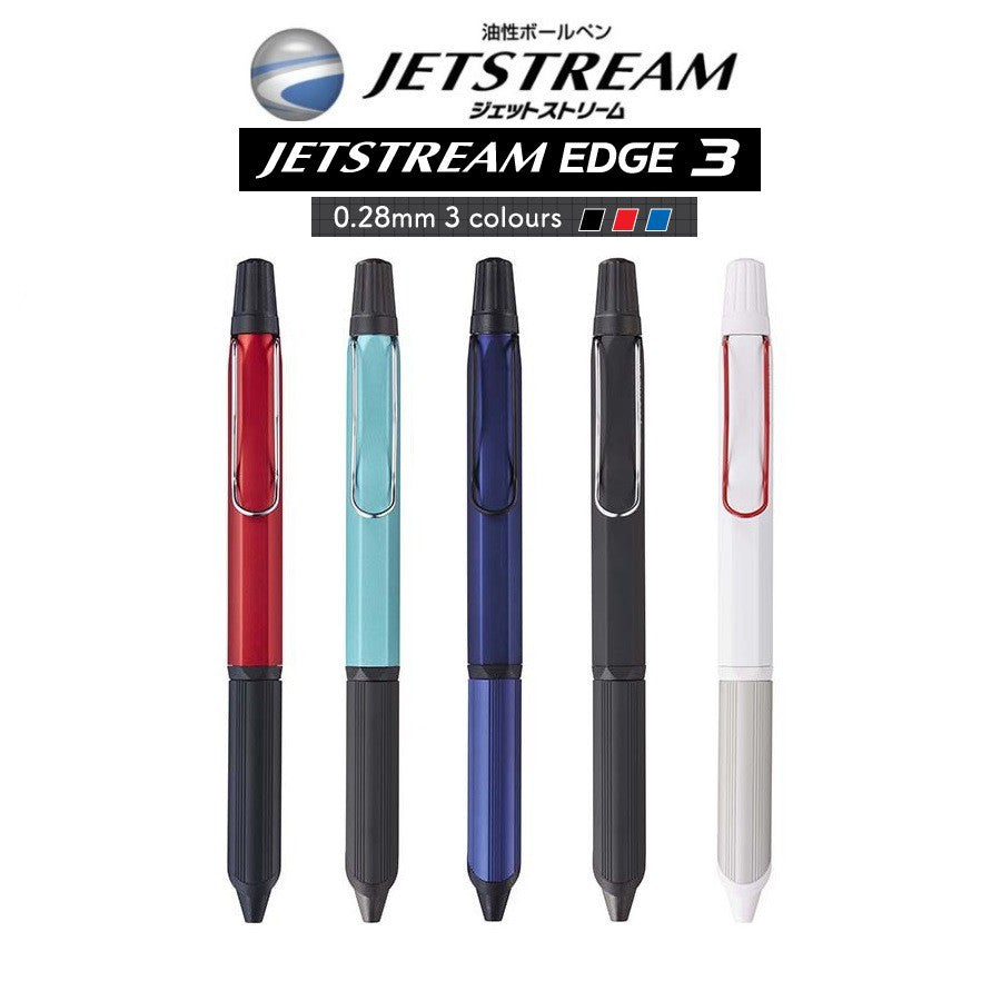Jetstream Edge 3 Tricolor Pen 0.28 mm Uniball Extra Fine Tip Pen Mitsubishi Uni Ballpoint (SXN-1003-28) Premium Japan