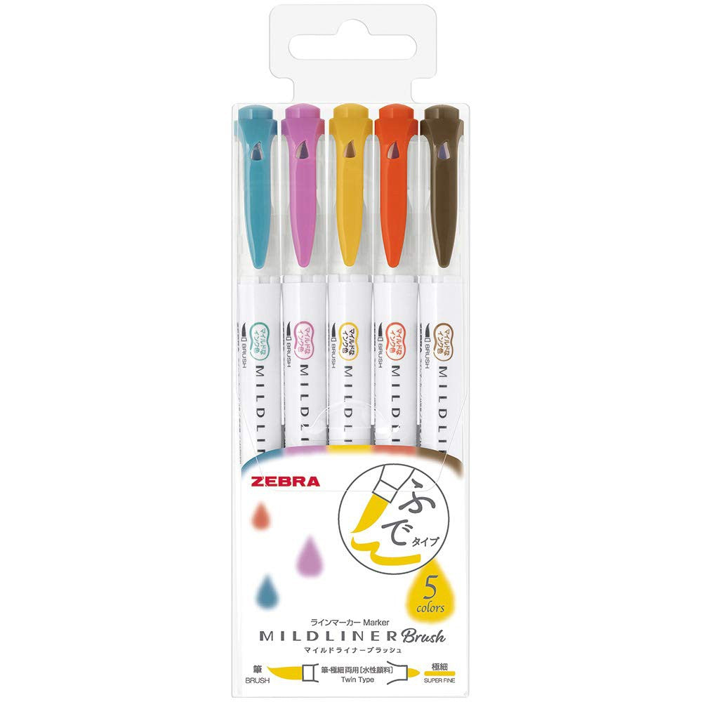 Original Mildliner Brush (Zebra) Double-Sided Highlighter Brush - Brush / Extra Fine