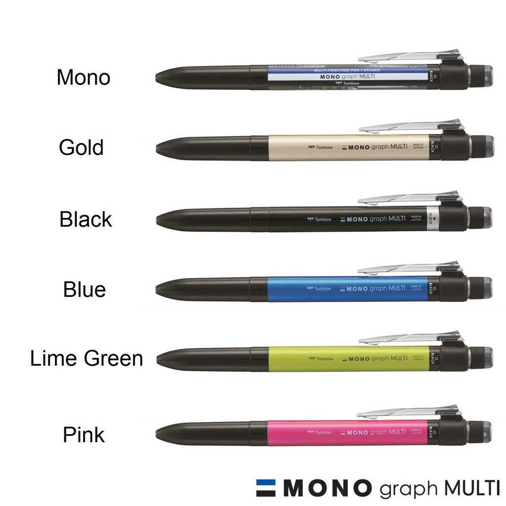 Tombow Mono Graph Multi -2 Color Pen + Mechanical Pencil + Twist Eraser