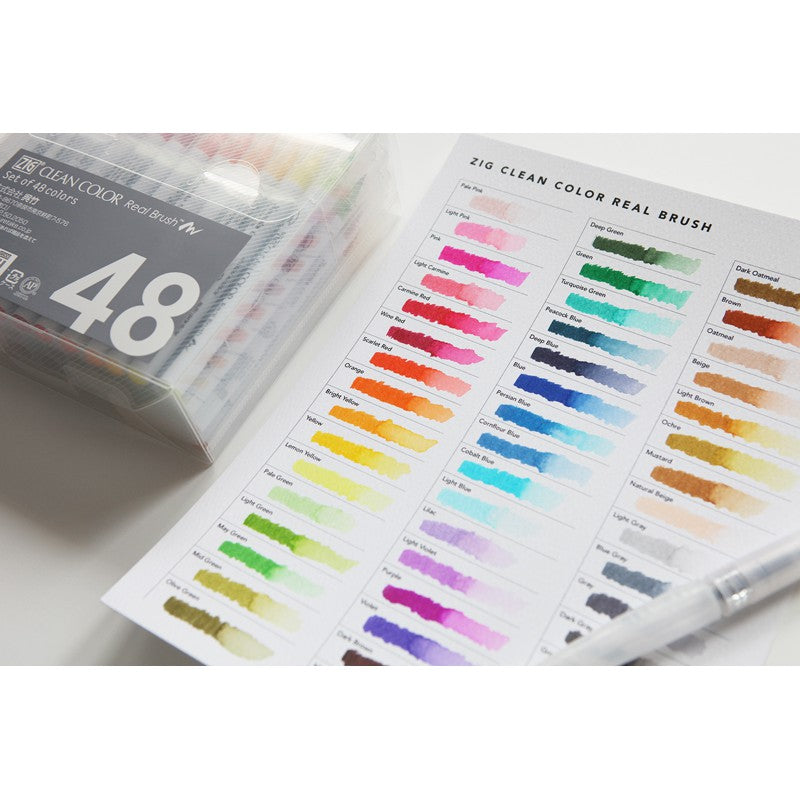 Kuretake ZIG Clean Color Real Brush Pen - 6 / 12 / 24 / 36 / 48 / 60 / 90 Color Set