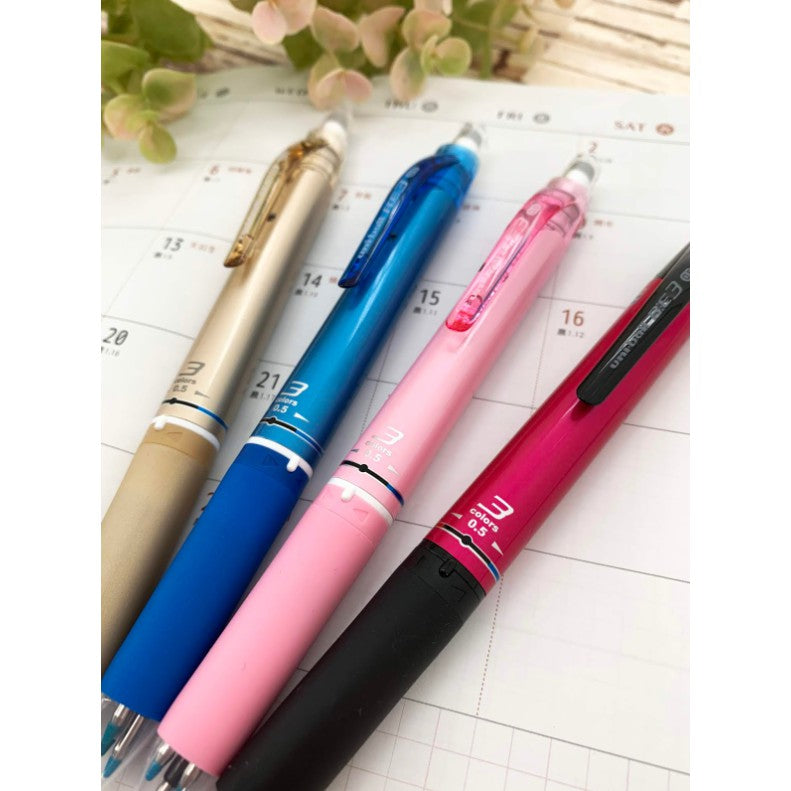 Uni-Ball Erasable 3 Color Ballpoint Pen RE3 Multicolor Mitsubishi Pencil Thermal Erase Ink RE-3