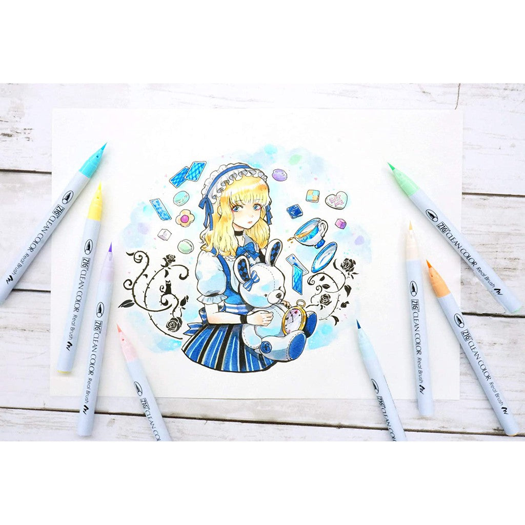 Kuretake ZIG Clean Color Real Brush Pen - 6 / 12 / 24 / 36 / 48 / 60 / 90 Color Set