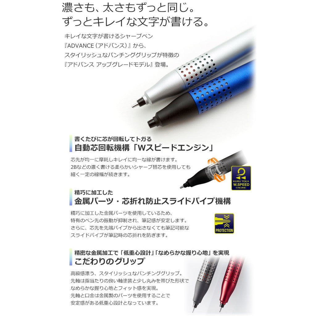 Uni Kuru Toga Advance Upgrade Model Mechanical Pencil - 0.3 / 0.5 mm Punch Punched Upgraded