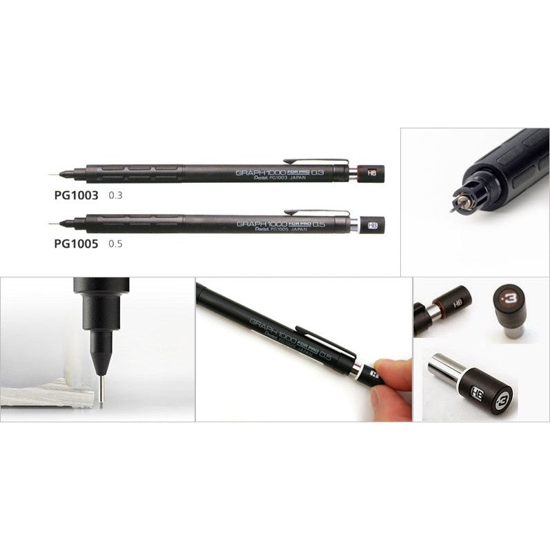 Pentel Graph 1000 for Pro Drafting Pencil (0.3mm, 0.4mm, 0.5mm, 0.7mm, 0.9mm)