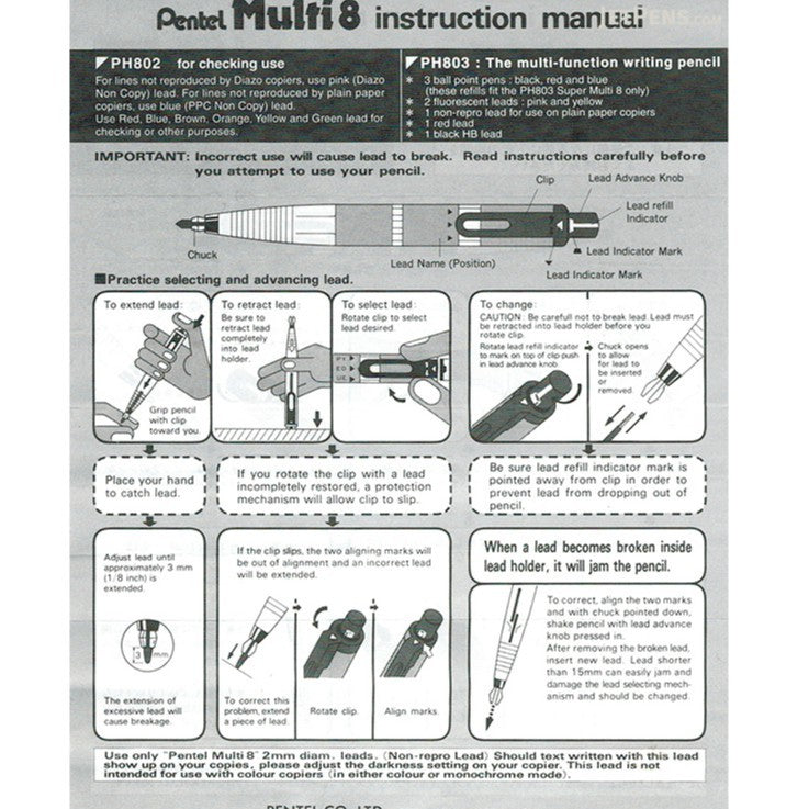 Pentel Super Multi 8 0.7 mm Ballpoint Pen 2 mm Lead Holder (japan import) Multi8 PH803
