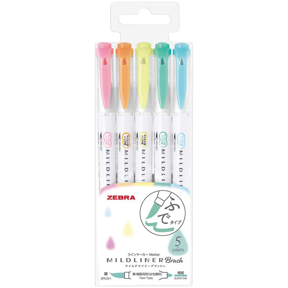 Original Mildliner Brush (Zebra) Double-Sided Highlighter Brush - Brush / Extra Fine