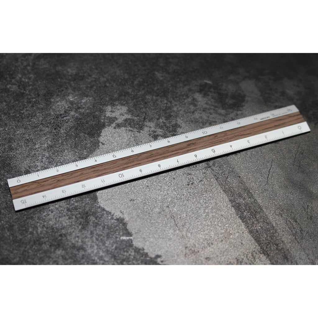Midori Ruler - Compact Aluminum With Premium Wood 15cm / 6 inches Made in Japan