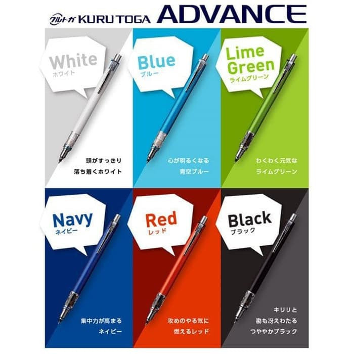 Uni Kuru Toga Advance Automatic Lead Rotation (2X rotation speed) Mechanical Pencil (0.5mm)
