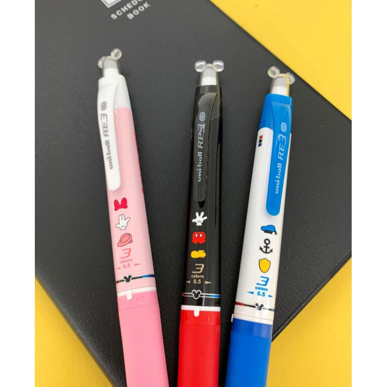 Disney Uni-Ball Erasable 3 Color Ballpoint Pen RE3 Multicolor Mitsubishi Pencil Thermal Erase Ink RE-3