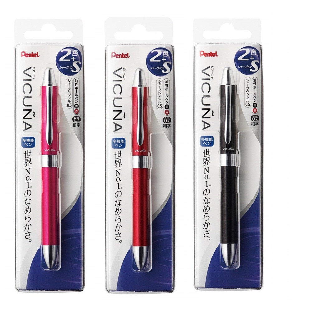 Pentel Vicuna EX - 2 Color (Black/Red) 0.7 mm Ballpoint Multi Pen + 0.5mm Pencil