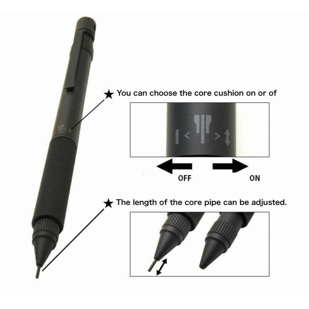 Special Edition Platinum Pro-Use 171 Matte Black Drafting Pencil Metal Grip Professional Mechanical Pencil (0.5mm)