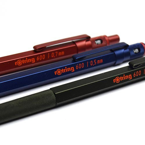 rOtring 600 Special Color Edition Full Metal Drafting Pencil (0.5 mm), Ballpoint Pen, Blue / Red / Green rotring