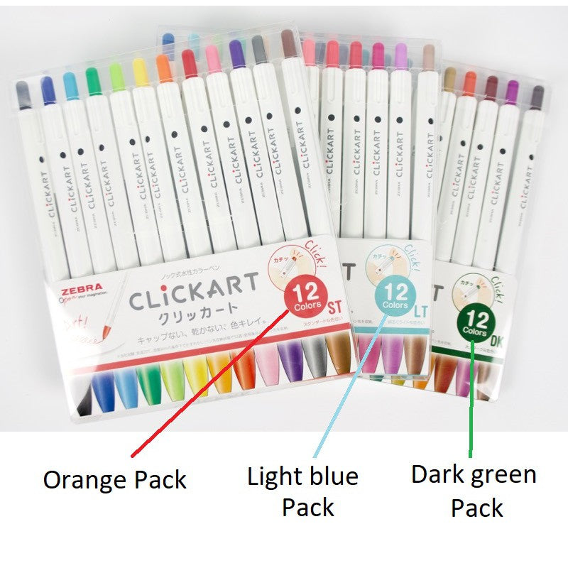 Zebra ClickArt Pen Fine Liner Marker Water Based Set 12pcs 36pcs 48 pcs limited edition Click Art