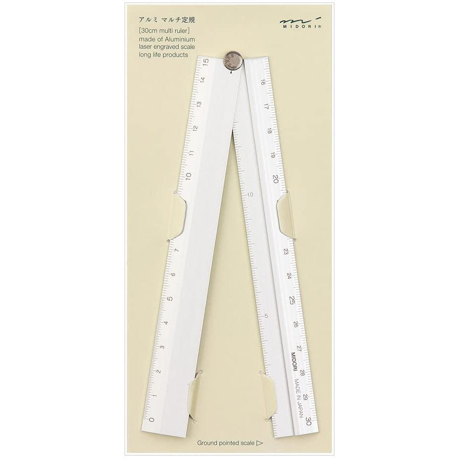 Midori Aluminum Extendable Ruler 30cm 11.8 inches Made in Japan