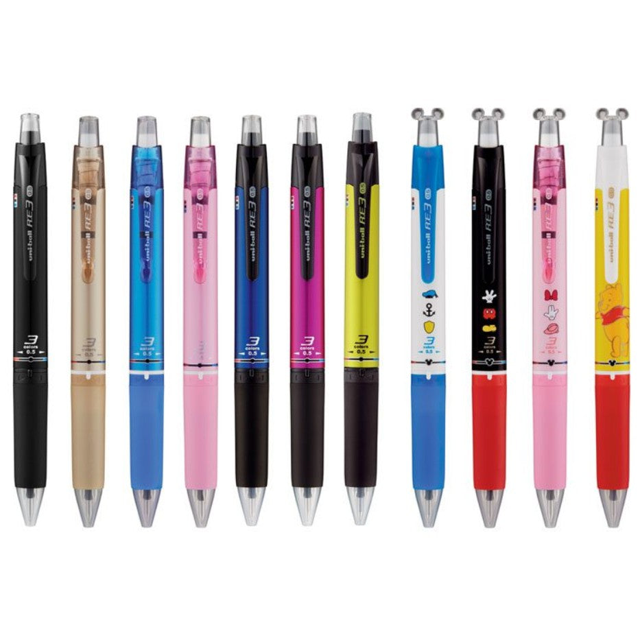 Disney Uni-Ball Erasable 3 Color Ballpoint Pen RE3 Multicolor Mitsubishi Pencil Thermal Erase Ink RE-3