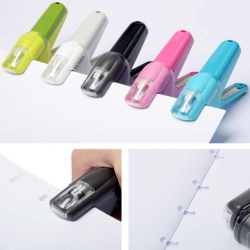 Kokuyo Harinacs Staplerless Stapler Gun-Type Paper Press 10 Sheets SLN-MSH110D SLN-MSH110G SLN-MSH110LB SLN-MSH110W