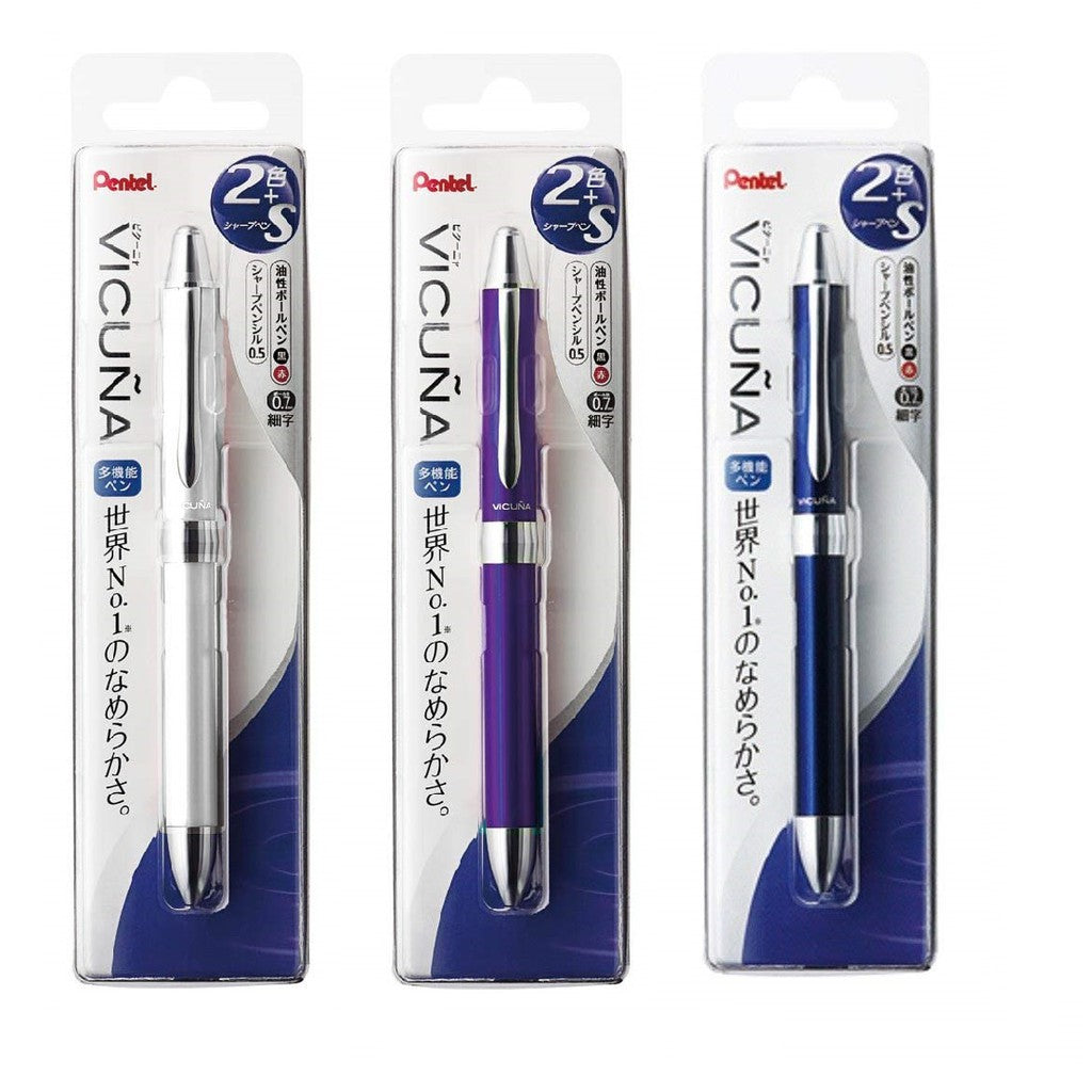 Pentel Vicuna EX - 2 Color (Black/Red) 0.7 mm Ballpoint Multi Pen + 0.5mm Pencil