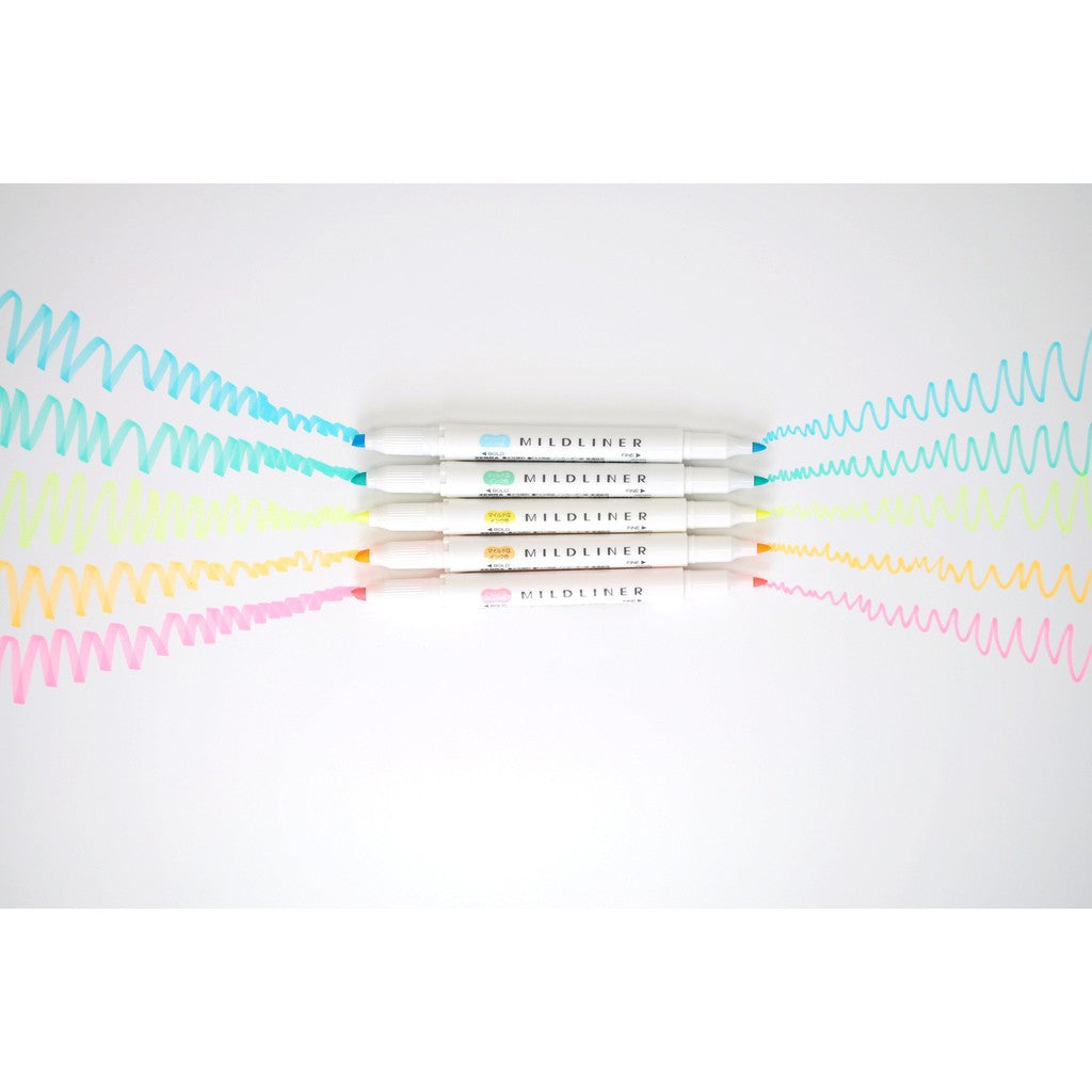 Original Japan Zebra Mildliner Double Sided Highlighter Set - Pack of 5 Colors