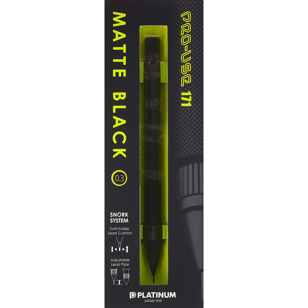 Special Edition Platinum Pro-Use 171 Matte Black Drafting Pencil Metal Grip Professional Mechanical Pencil (0.5mm)