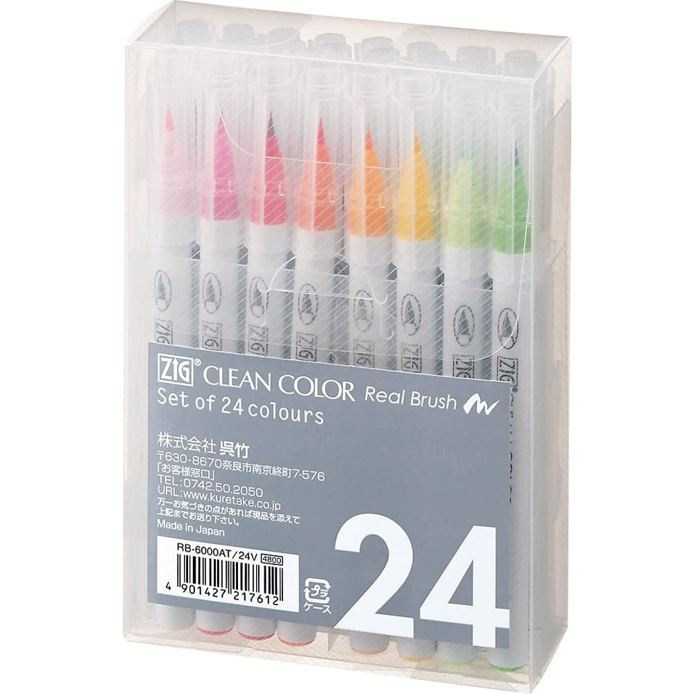 Kuretake ZIG Clean Color Real Brush Pen - 6 / 12 / 24 / 36 / 48 / 60 / 90 Color Set