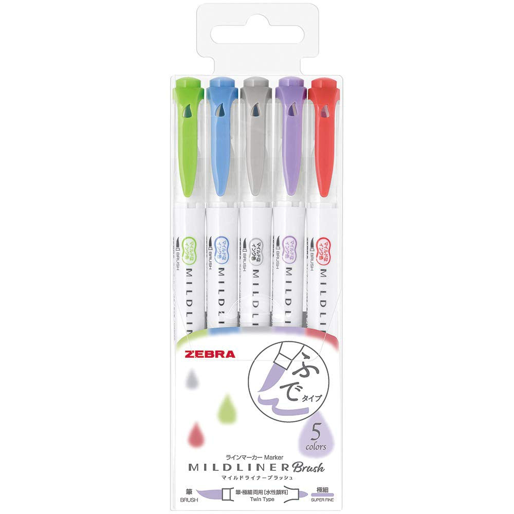 Original Mildliner Brush (Zebra) Double-Sided Highlighter Brush - Brush / Extra Fine
