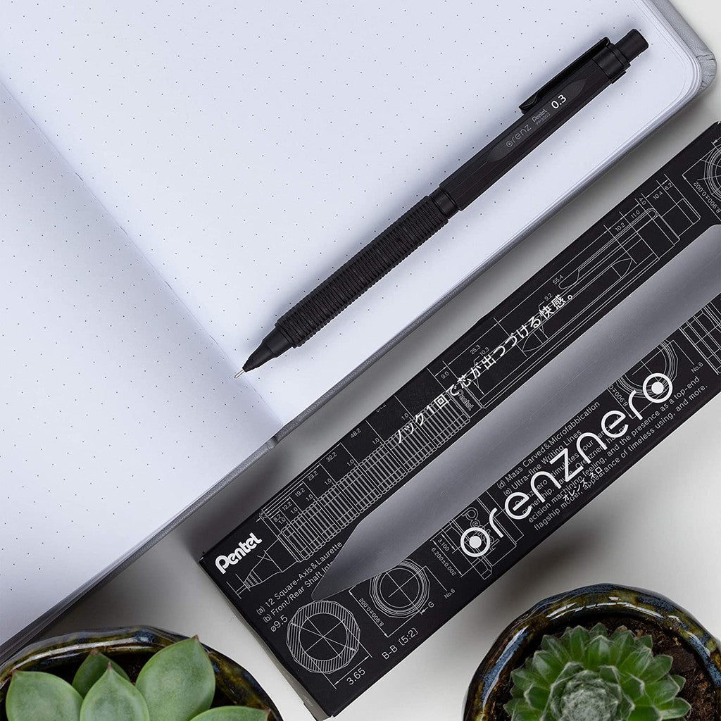 Pentel Orenz Nero Mechanical Drafting Pencil (0.2mm, 0.3mm, 0.5mm) Spring loaded Metal Auto Feed