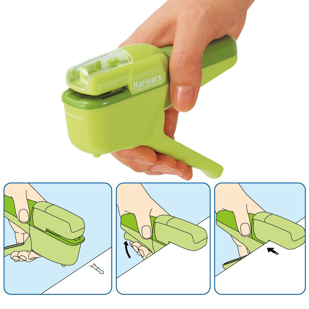 Kokuyo Harinacs Staplerless Stapler Gun-Type Paper Press 10 Sheets SLN-MSH110D SLN-MSH110G SLN-MSH110LB SLN-MSH110W