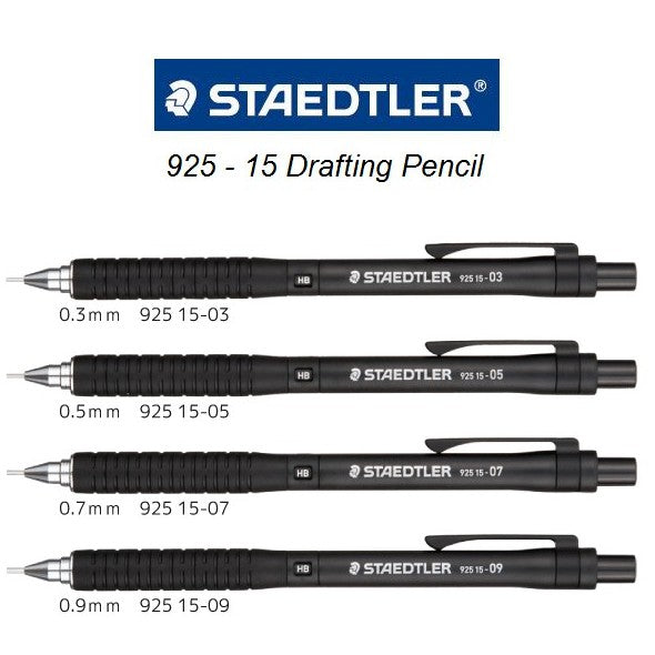 Staedtler 925-15 Drafting Mechanical Pencil Plastic Body Light Weight (0.3, 0.5, 0.7, 0.9)