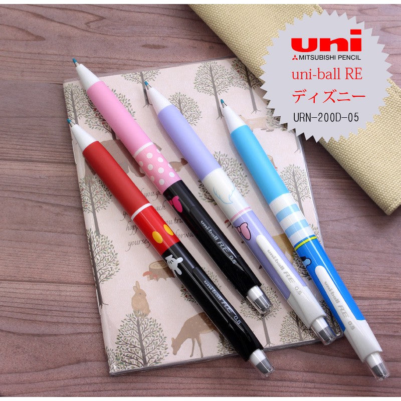 Uni-ball R:E 4pcs Erasable Gel Pen 0.5 mm - Off Black Ink - Disney Minnie Mickey Donald Daisy RE Erase