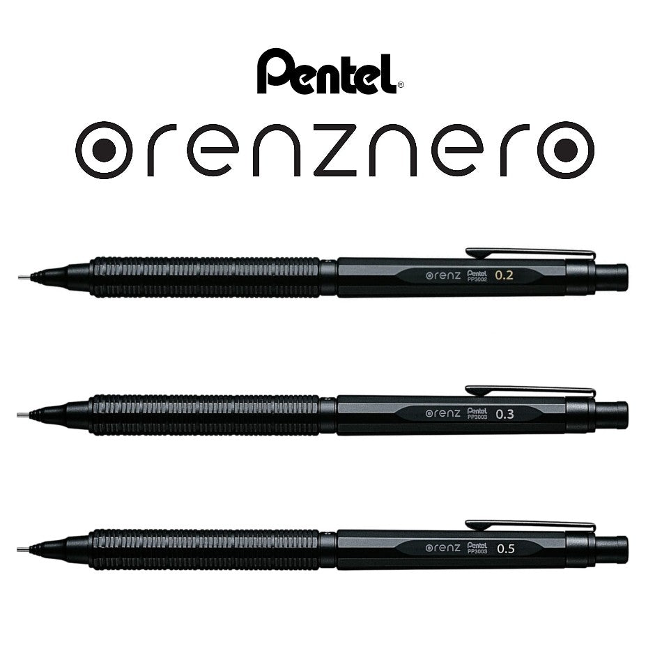 Pentel Orenz Nero Mechanical Drafting Pencil (0.2mm, 0.3mm, 0.5mm) Spring loaded Metal Auto Feed