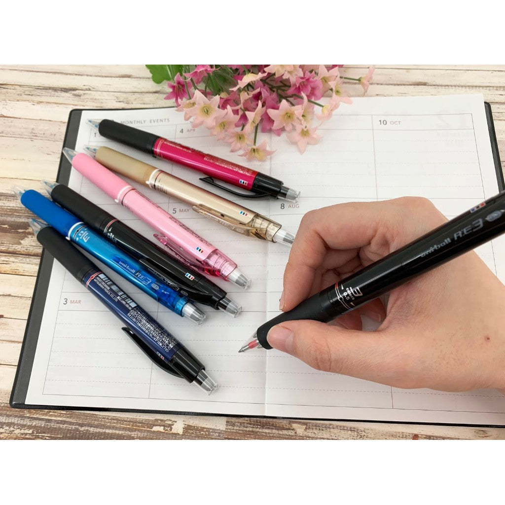 Uni-Ball Erasable 3 Color Ballpoint Pen RE3 Multicolor Mitsubishi Pencil Thermal Erase Ink RE-3