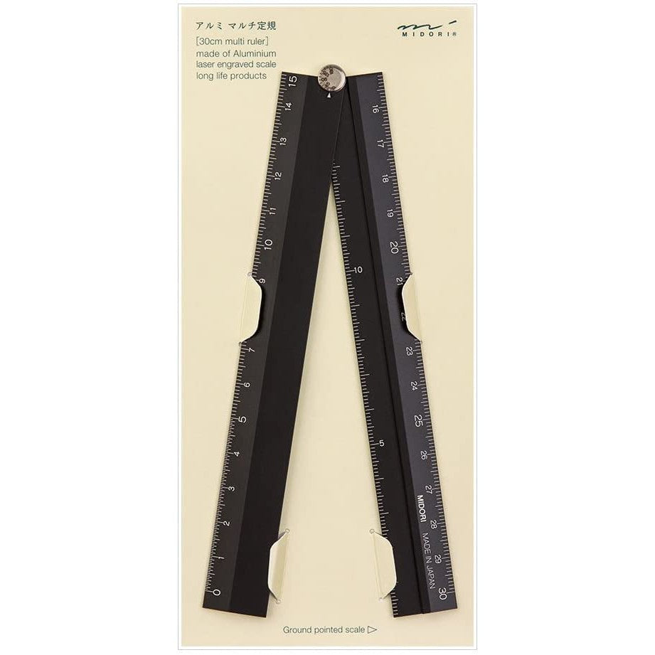Midori Aluminum Extendable Ruler 30cm 11.8 inches Made in Japan