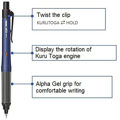 Kuru Toga Switch Alpha Gel Automatic Lead Rotation Mechanical Pencil (0.5mm) Uni Kurutoga