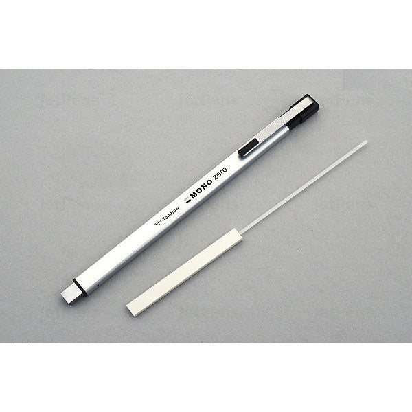 Tombow Mono Zero Metal Type EH-KUMS Retractable Eraser - Silver