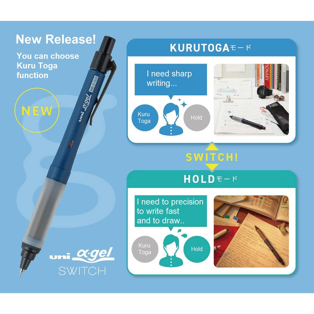 Kuru Toga Switch Alpha Gel Automatic Lead Rotation Mechanical Pencil (0.5mm) Uni Kurutoga