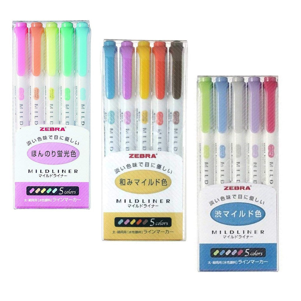 Original Japan Zebra Mildliner Double Sided Highlighter - 15 Colors Value Bundle