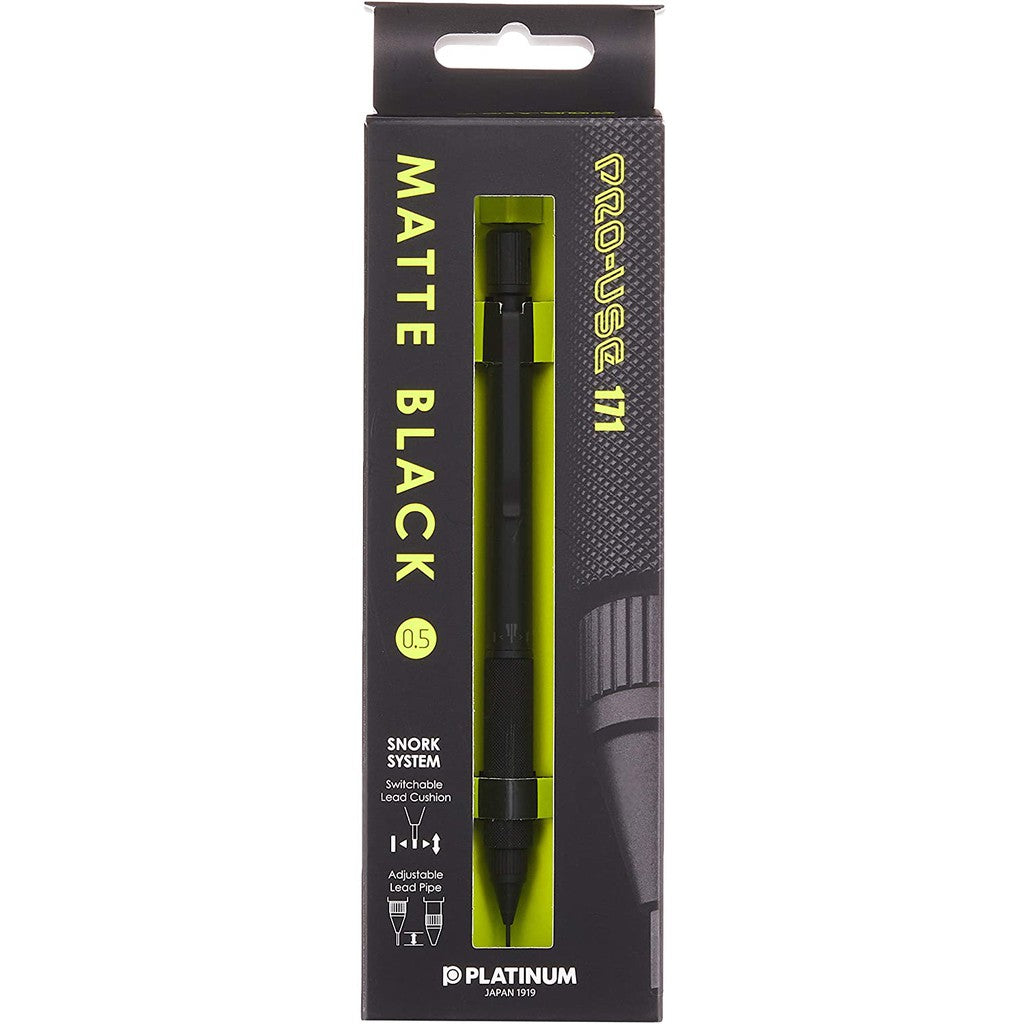 Special Edition Platinum Pro-Use 171 Matte Black Drafting Pencil Metal Grip Professional Mechanical Pencil (0.5mm)