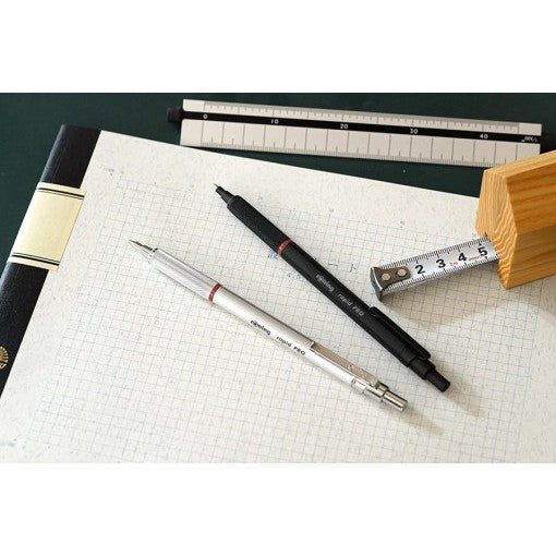 rOtring Rapid Pro Full Metal Drafting Pencil (0.5, 0.7, 2.0 mm) Ballpoint Pen (1.0mm) Black/Silver RapidPro rotring