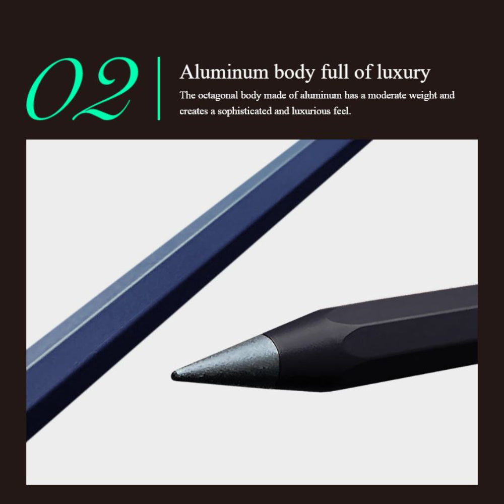 Metacil Non sharpening Metal Pencil (Metal Body) for Artist Drawing, Sketching SUN-STAR Stylish Japan premium