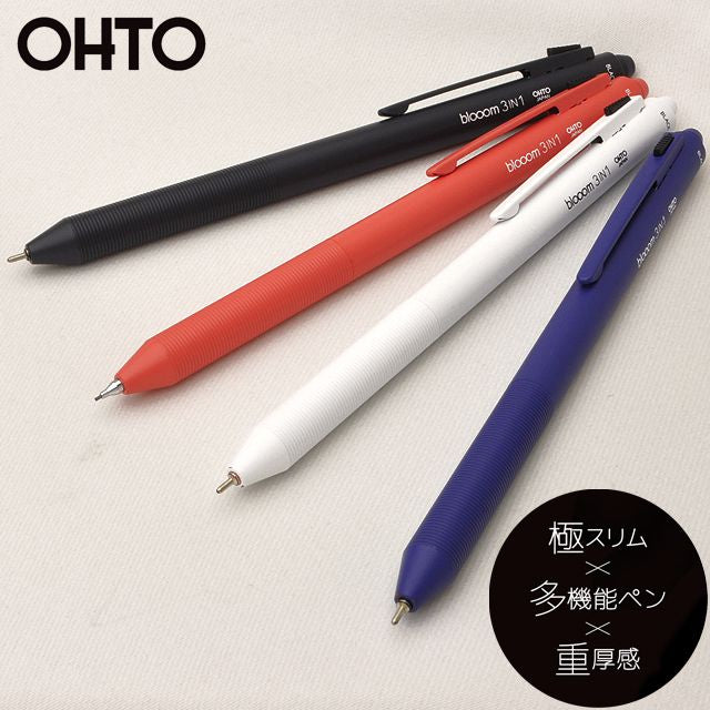 Ohto Bloom 3-in-1 2 Color 0.7 mm Ballpoint Multi Pen + 0.5 mm Pencil Premium Japan