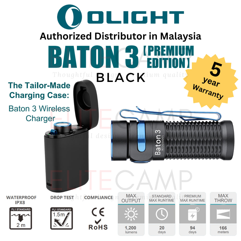 Olight Baton 3 (Pro) (Pro Max) Rechargeable Water Proof Magnetic Flash Light Camping Hiking Emergency EDC Torch Light