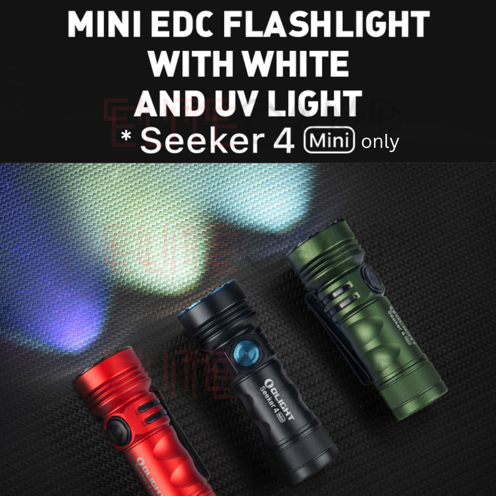 Olight Seeker 4 Pro/Mini Waterproof Rechargeable Flashlight Camping Hiking Fishing UV Emergency Compact