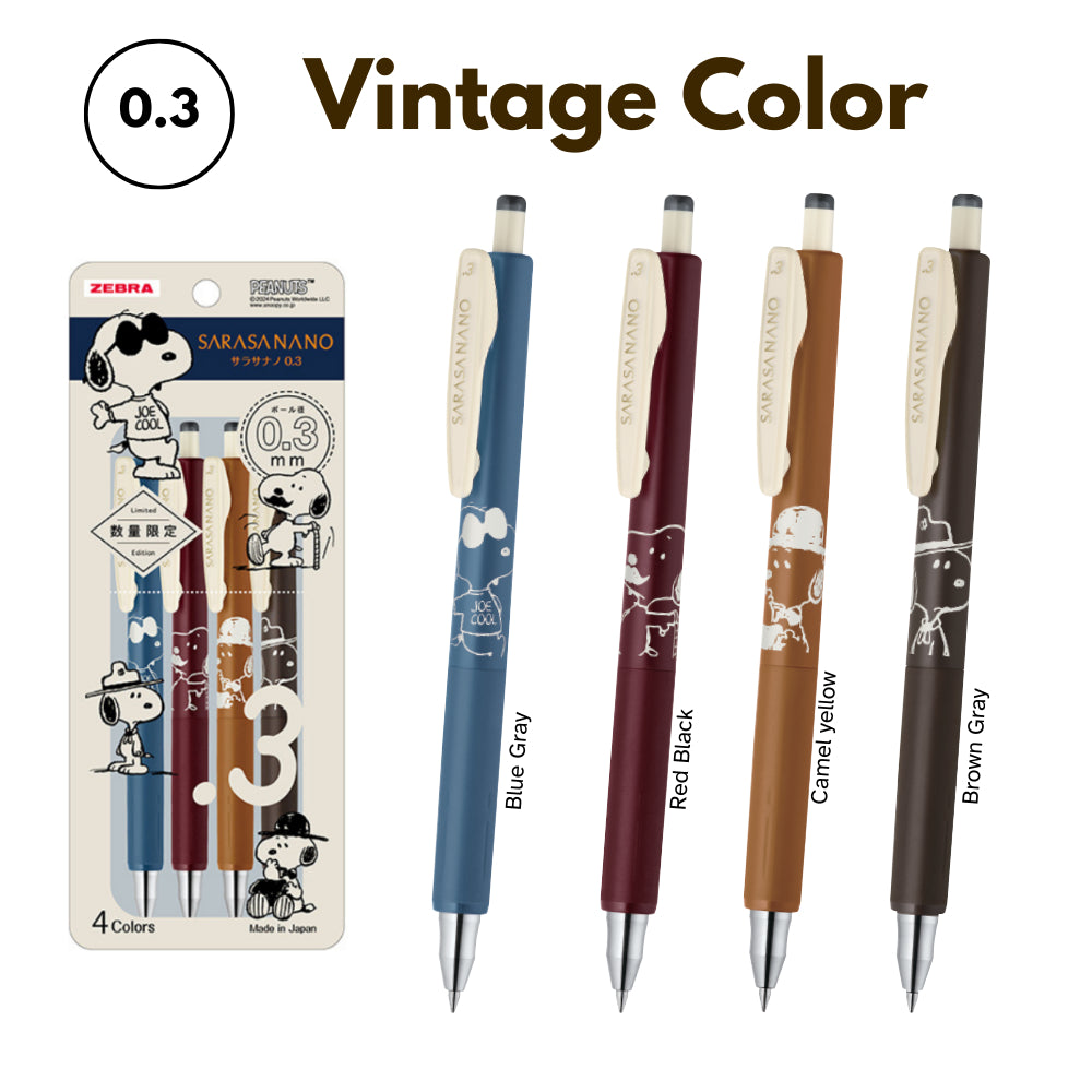 Zebra Sarasa Nano Snoopy Collaboration Vintage Single 0.3mm/0.38mm