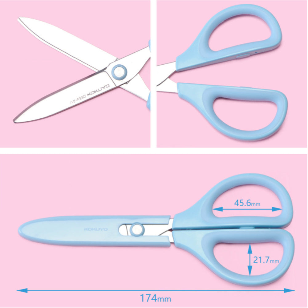 Kokuyo Saxa Fluorine Coated Glueless Blade Scissors with Safety Cap HASA-PF280B PF280P PF280W