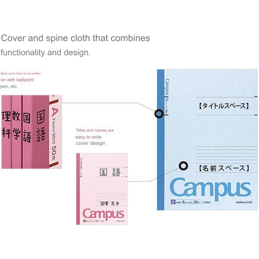 Kokuyo Campus Notebook B5 A4 A6 Environmentally Friendly Notebook 7mm 6mm Normal-Medium Lines γ-3ANX3 γ-4ANX3 γ-5ANX3