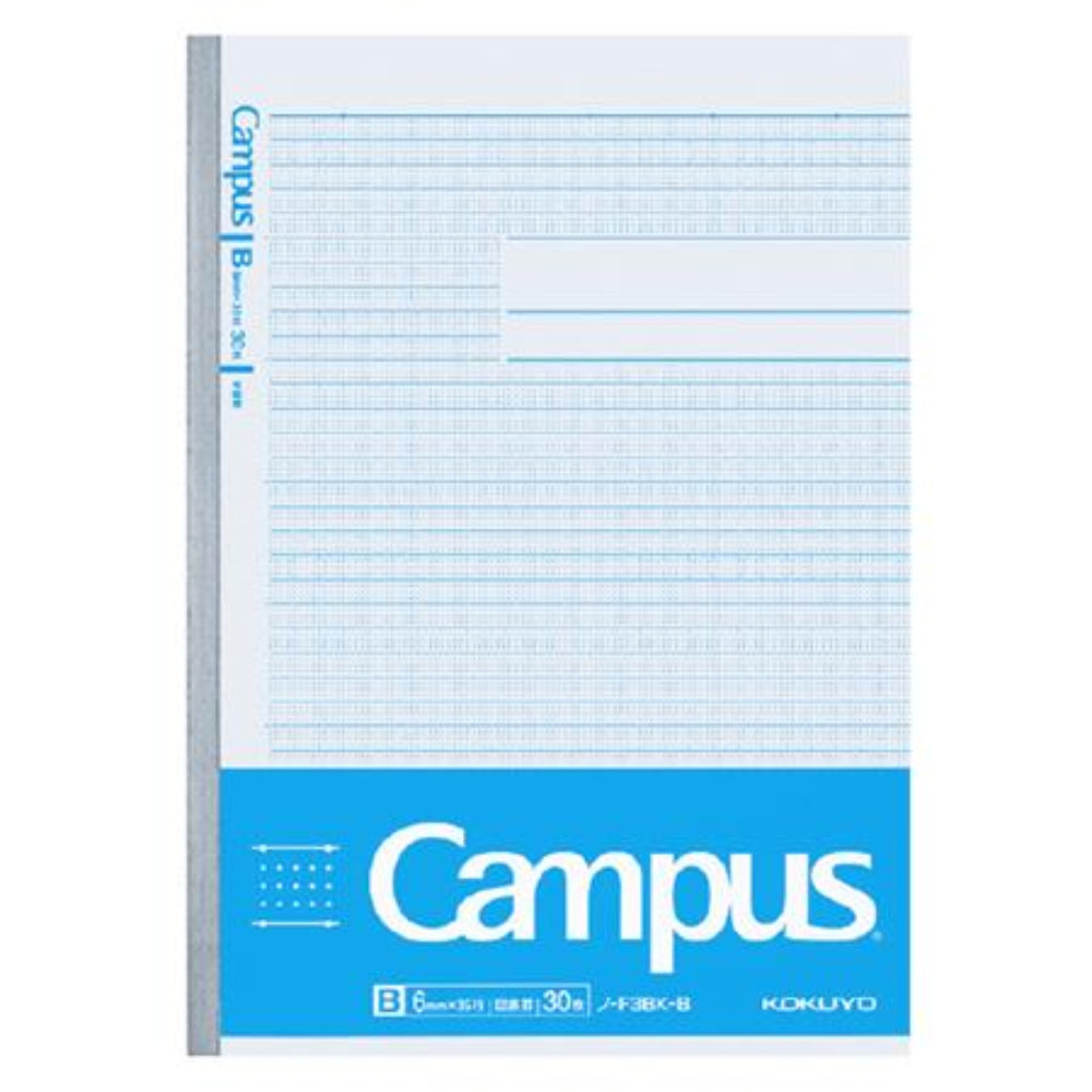 Kokuyo Campus Notebook B5 Pink / Blue / Yellow / Green / Light Blue 6mm 7mm Ruled for Drawing Chart 30 Sheets ノ-F3AKN-B