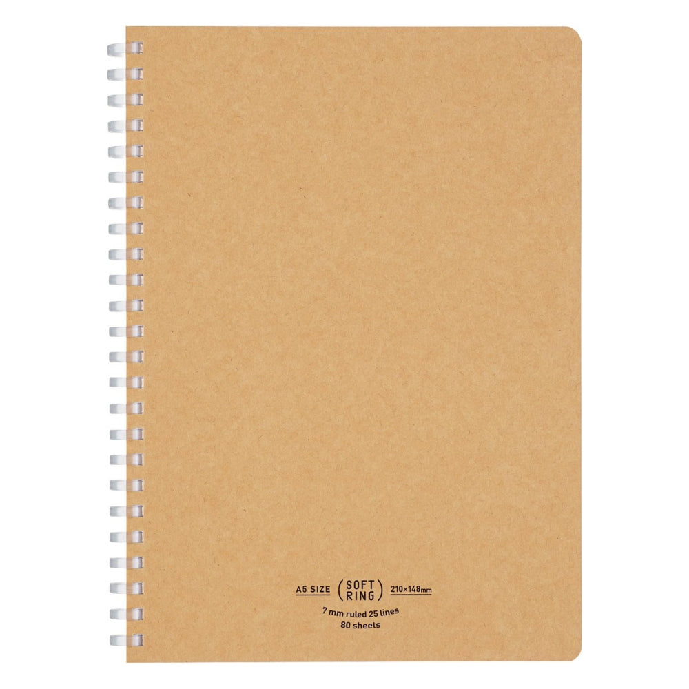 Kokuyo Soft Ring Notebook - Natural - Semi B5|A5 7mm Rule 80 Sheets ć¹-SV608A-D ć¹-SV608A-DB ć¹-SV608A-S