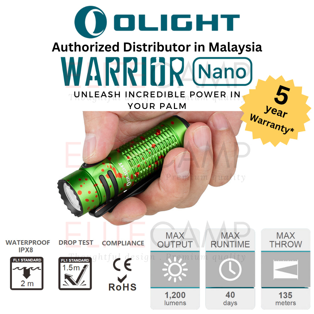 Olight Warrior Nano 1200 Lumens Tactical EDC Flashlight Rechargeable Water Proof Flash Light Camping Hiking