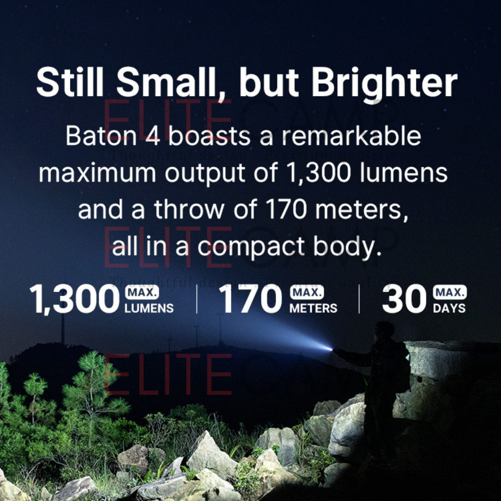 Olight Baton 4 Powerful EDC Flashlight 1300 Lumens Rechargeable Water Proof Camping Hiking Torch