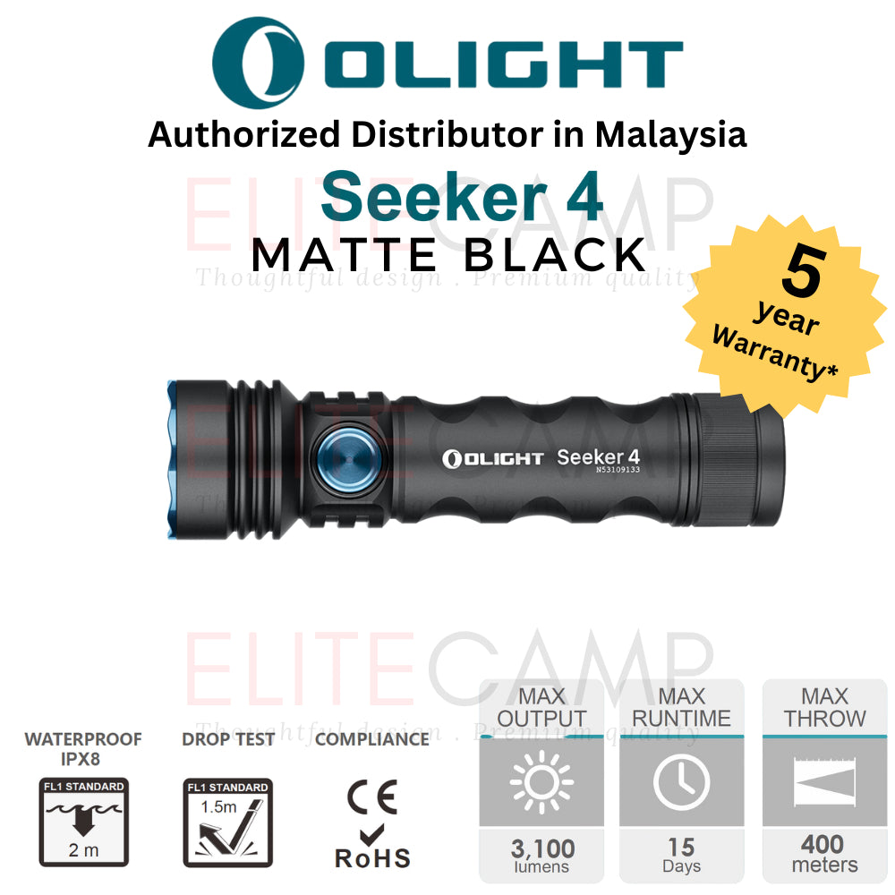 Olight Seeker 4 Pro/Mini Waterproof Rechargeable Flashlight Camping Hiking Fishing UV Emergency Compact